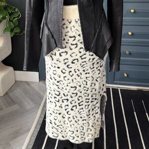 Anthropologie Black and White Animal Print Midi Skirt